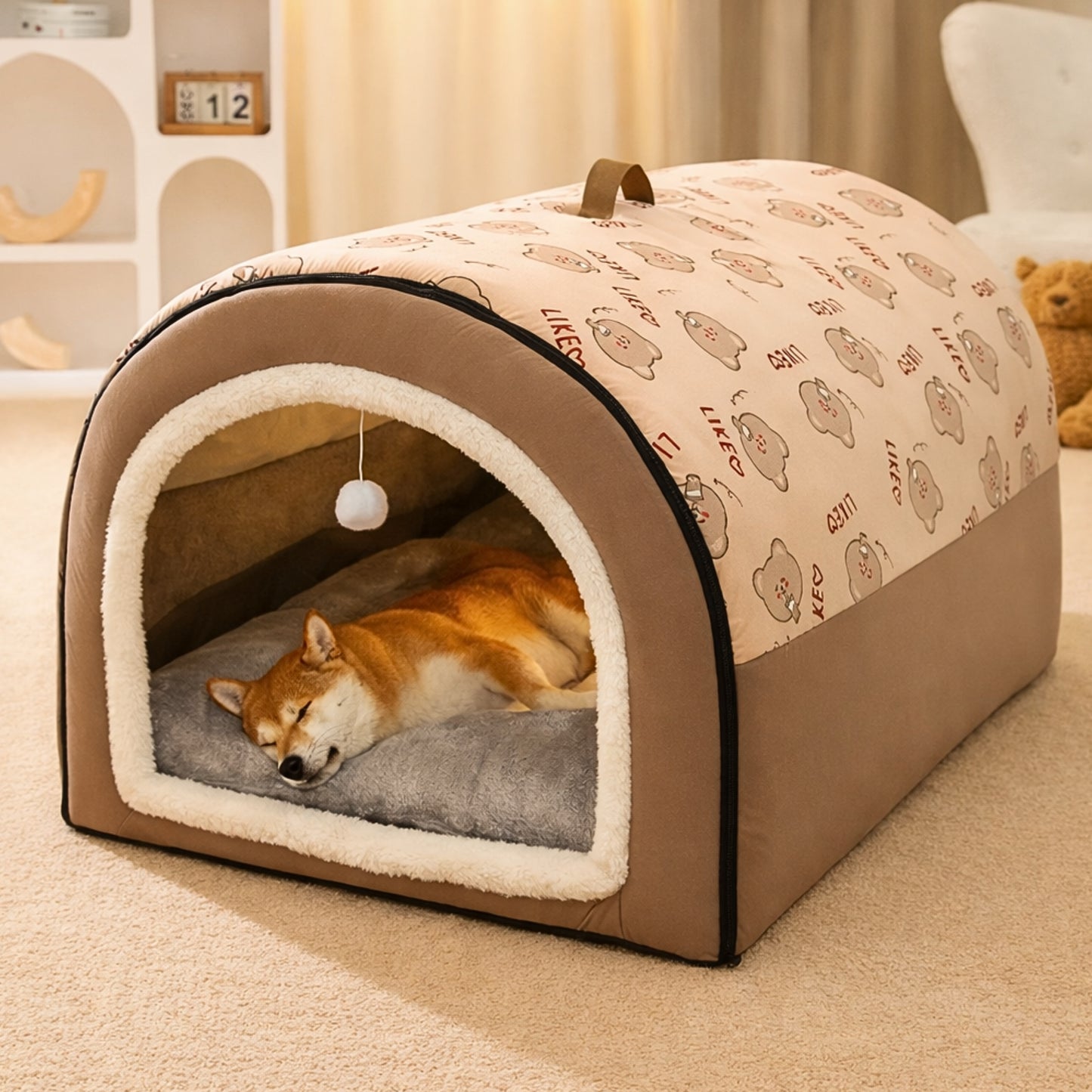 Niche cocon pour chien – marron