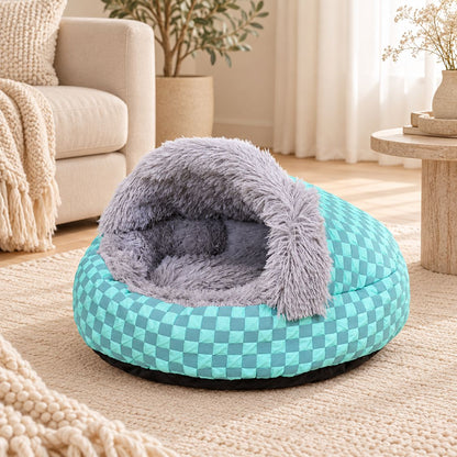 panier igloo pour chien bleu vue face