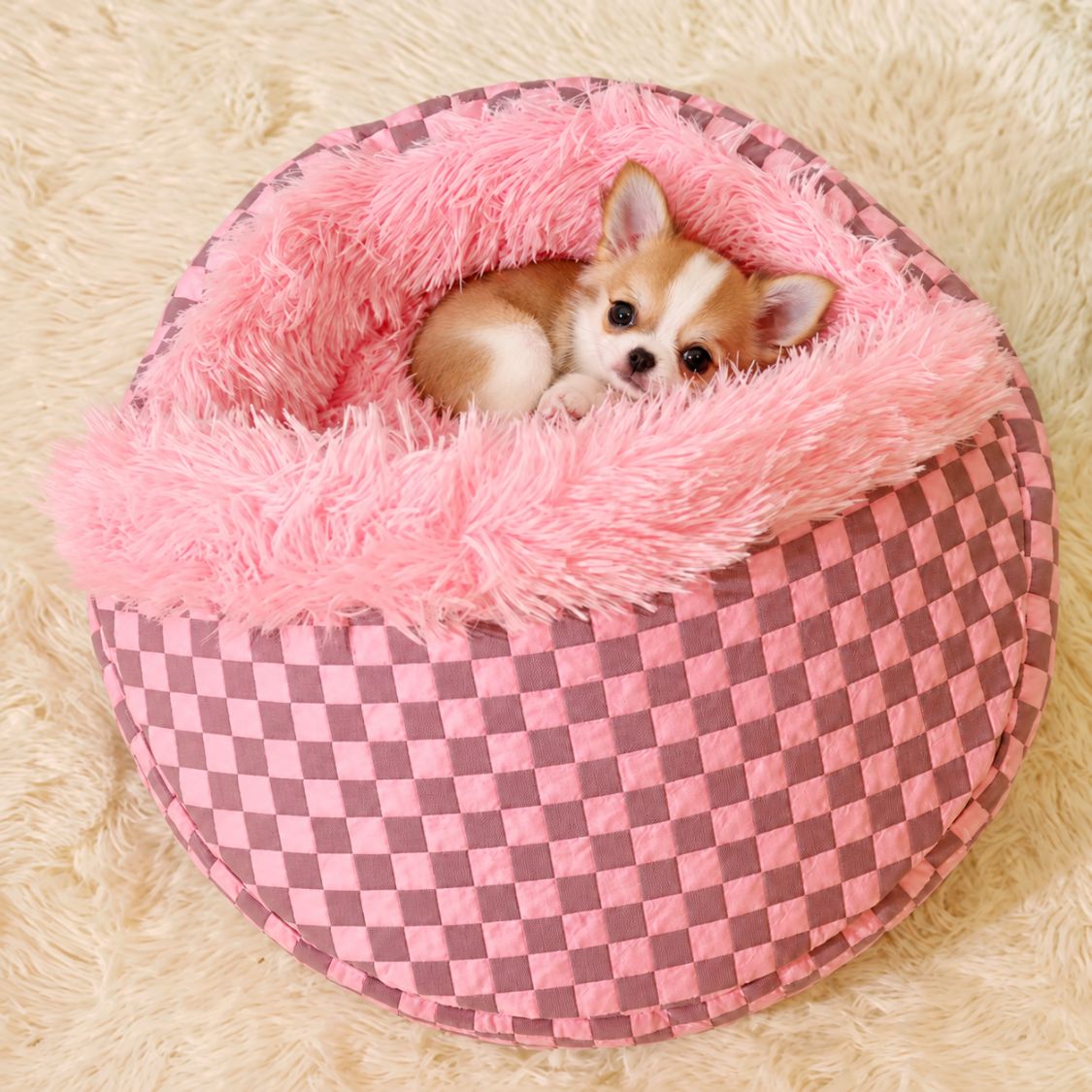 panier igloo pour chien rose chihuahua