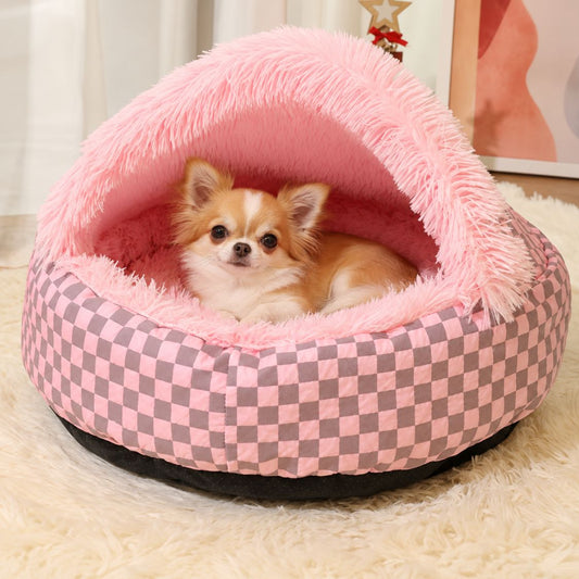 panier igloo pour chien rose interieur doux