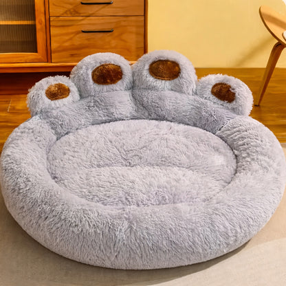 Panier cocon pour chien – patte d’ours gris