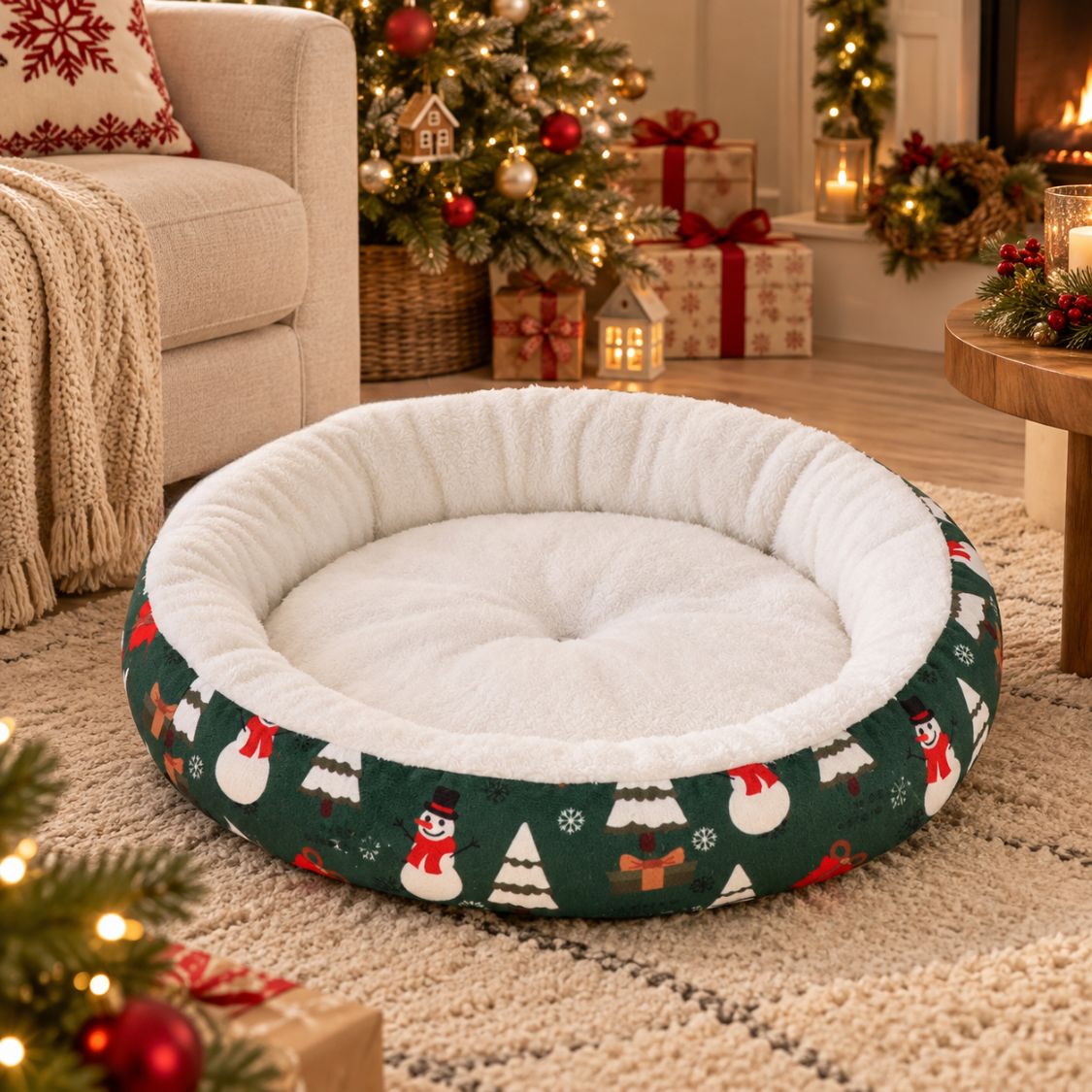 panier petit chien noel vert sans chien