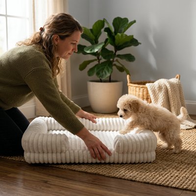 Panier pour chien blanc orthopédique
