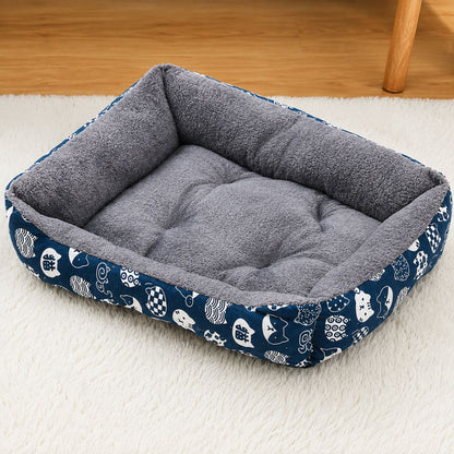 panier pour chien bleu japonais rebords rembourres coussin capitonne velours moelleux