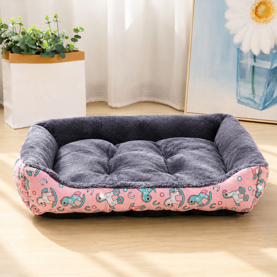 panier pour chien cocon rose moelleux capitonne avec rebords