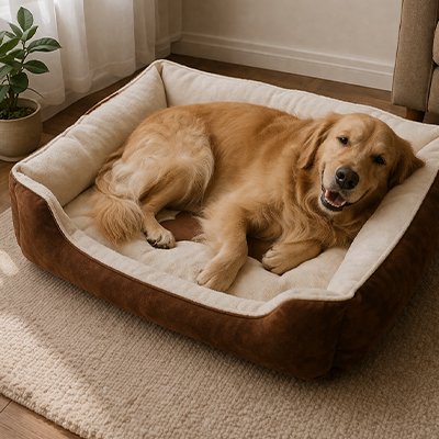 Panier pour chien confortable marron chien dort 