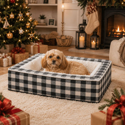 panier pour chien dehoussable noir blanc cocon moelleux