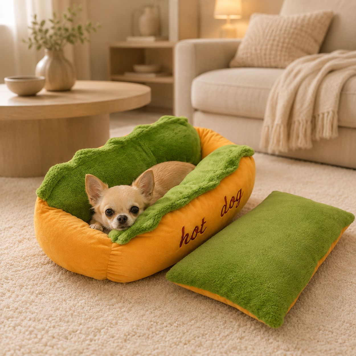 panier pour chien hot dog coussin amovible
