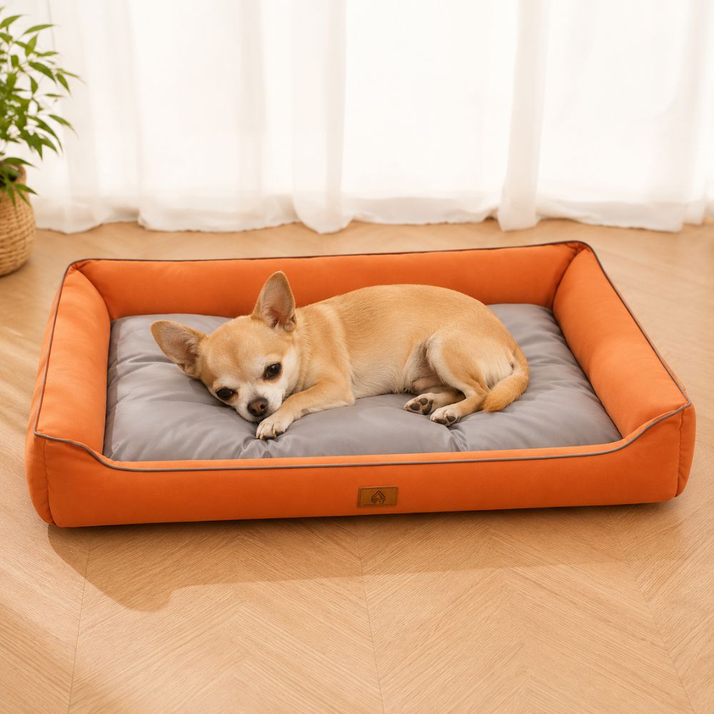 panier pour chien impermeable orange chihuahua couchage moelleux