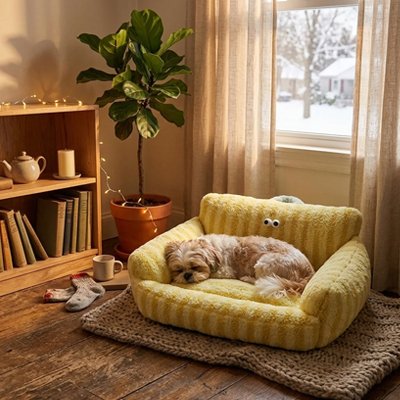 Panier pour chien jaune petit chien 