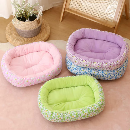 panier pour chien moelleux floral rose