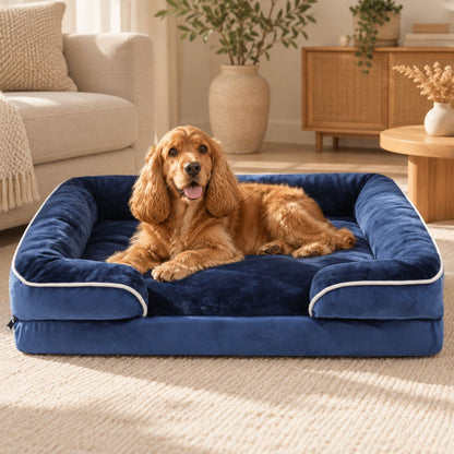 panier pour chien moyen bleu chien dans salon