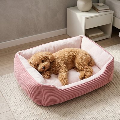 Panier pour chien rose moelleux
