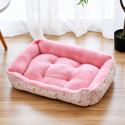 panier pour chien rose peluche rectangulaire coussin moelleux motifs kawaii