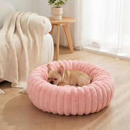 panier pour chien rose rond doux salon lumineux