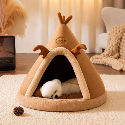 panier pour chien tipi marron cocon chaud