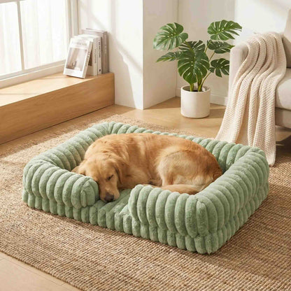 panier pour chien velours doux kaki