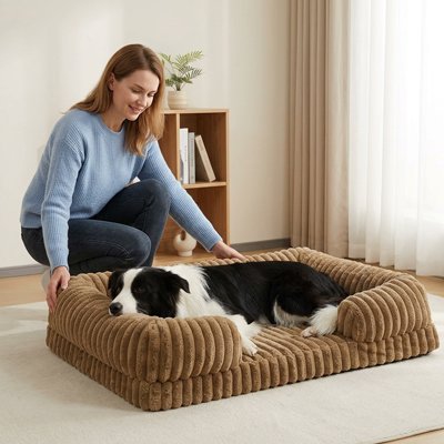 Panier pour chien velours marron
