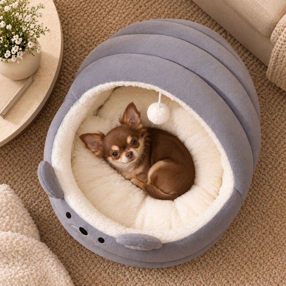 panier pour chihuahua gris chien cocon
