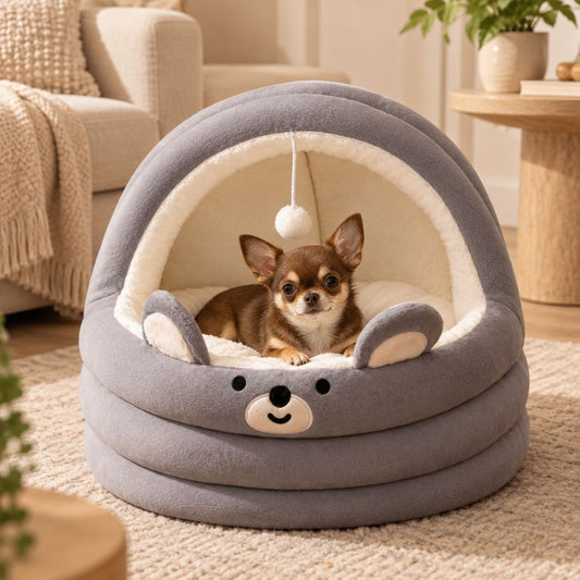 panier pour chihuahua gris chien repos