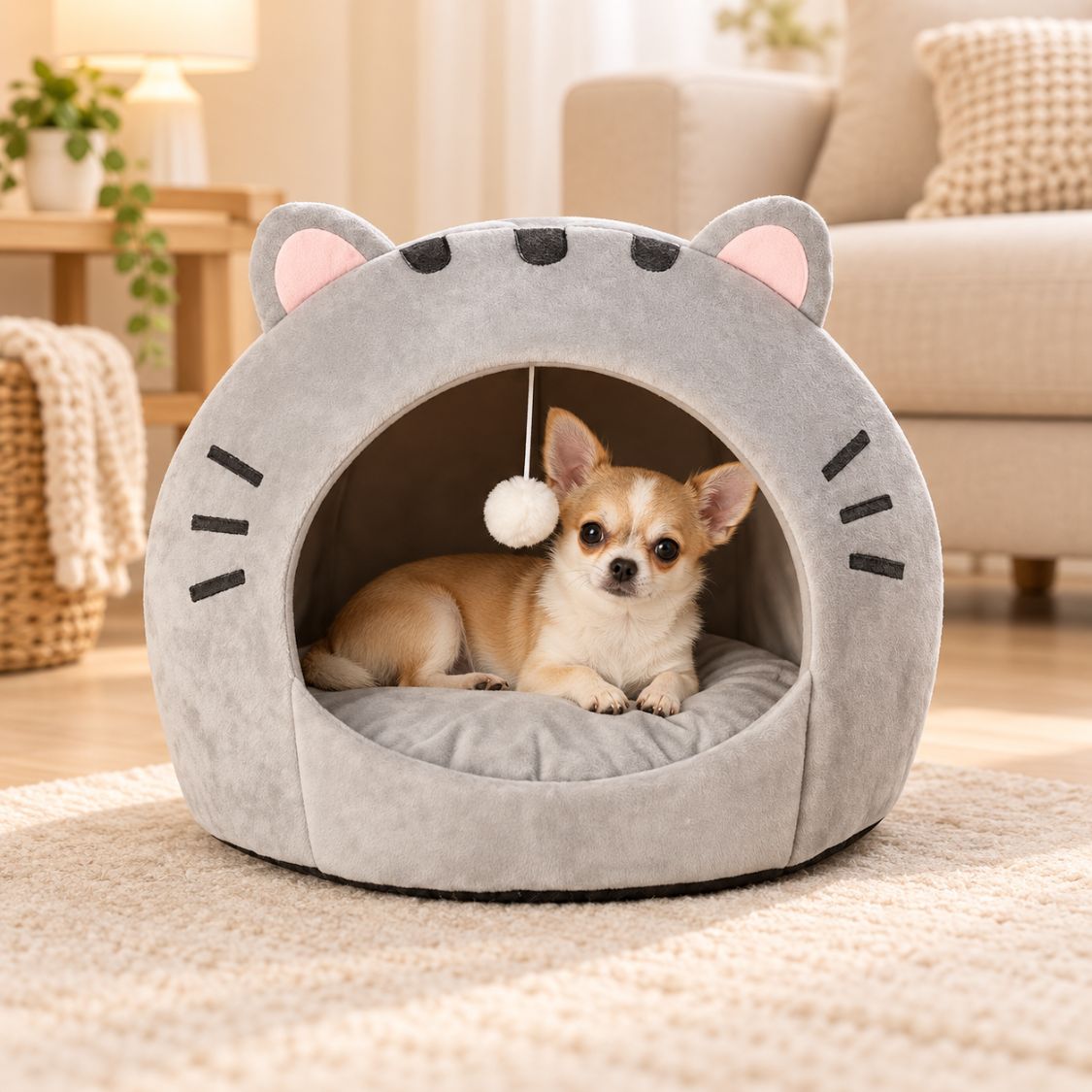 panier pour chiot gris chihuahua couche