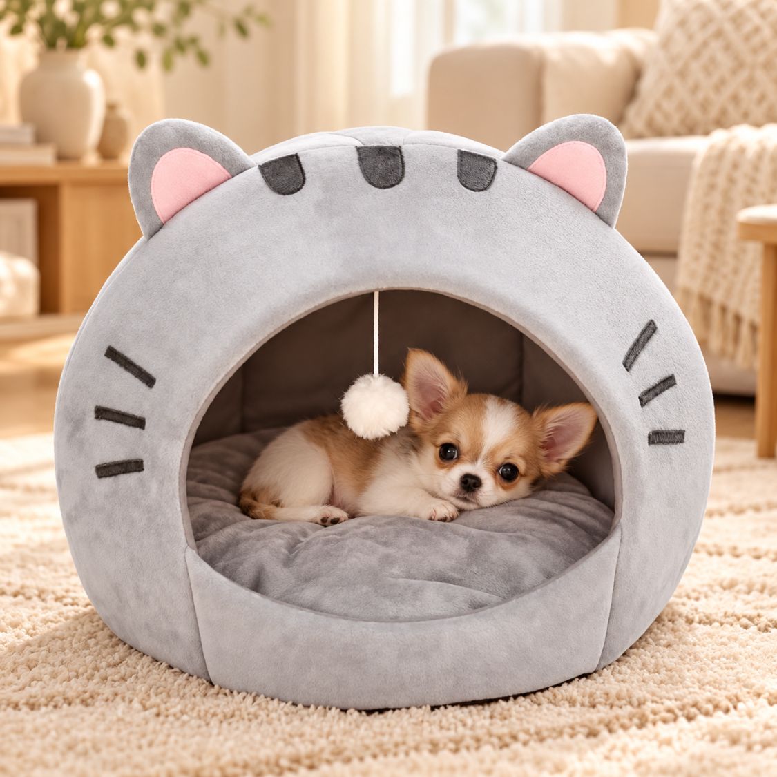 panier pour chiot gris chihuahua interieur
