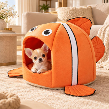 panier pour chiot poisson orange avec coussin