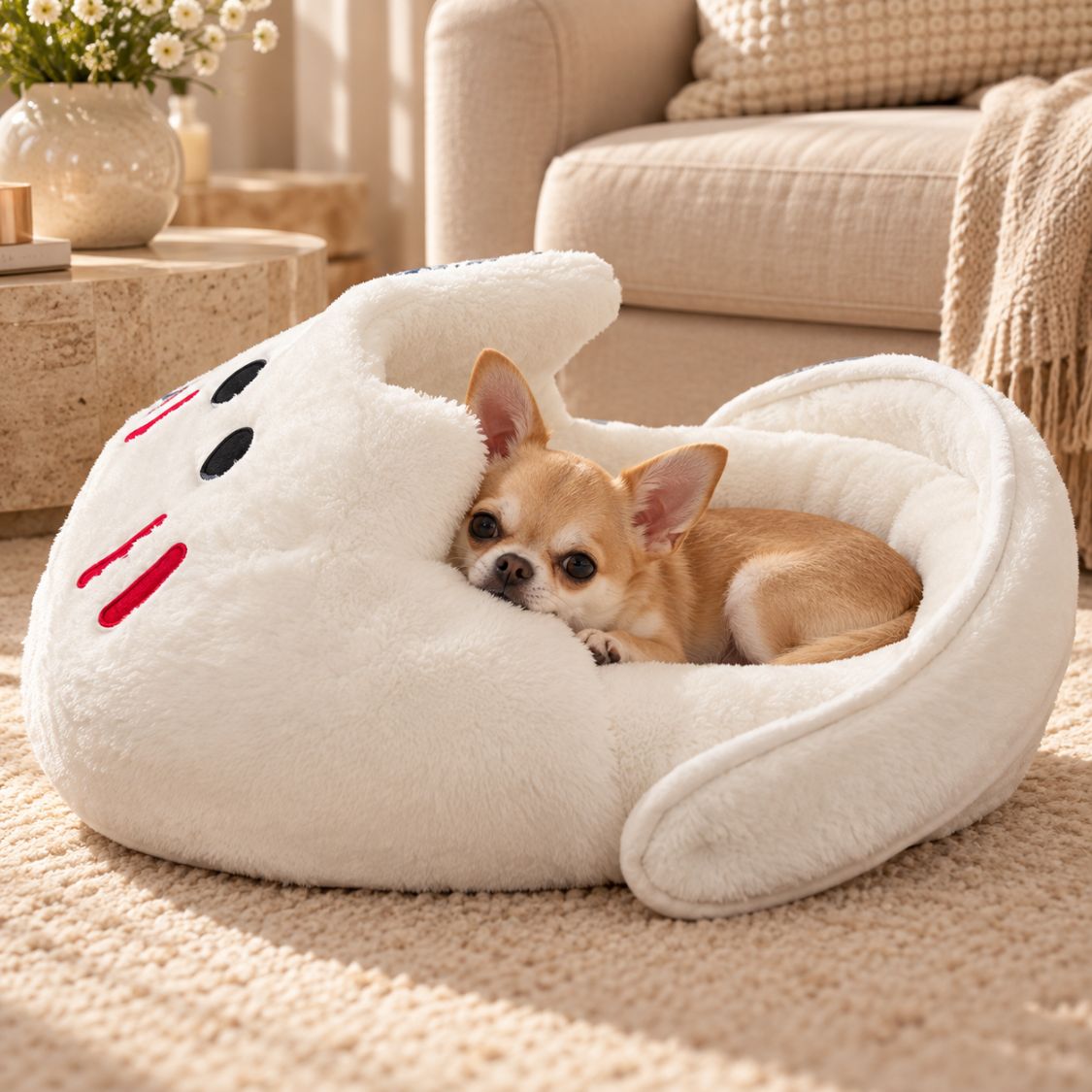 panier pour petit chien blanc niche chien couche