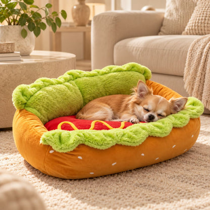 panier pour petit chien hot dog chien endormi