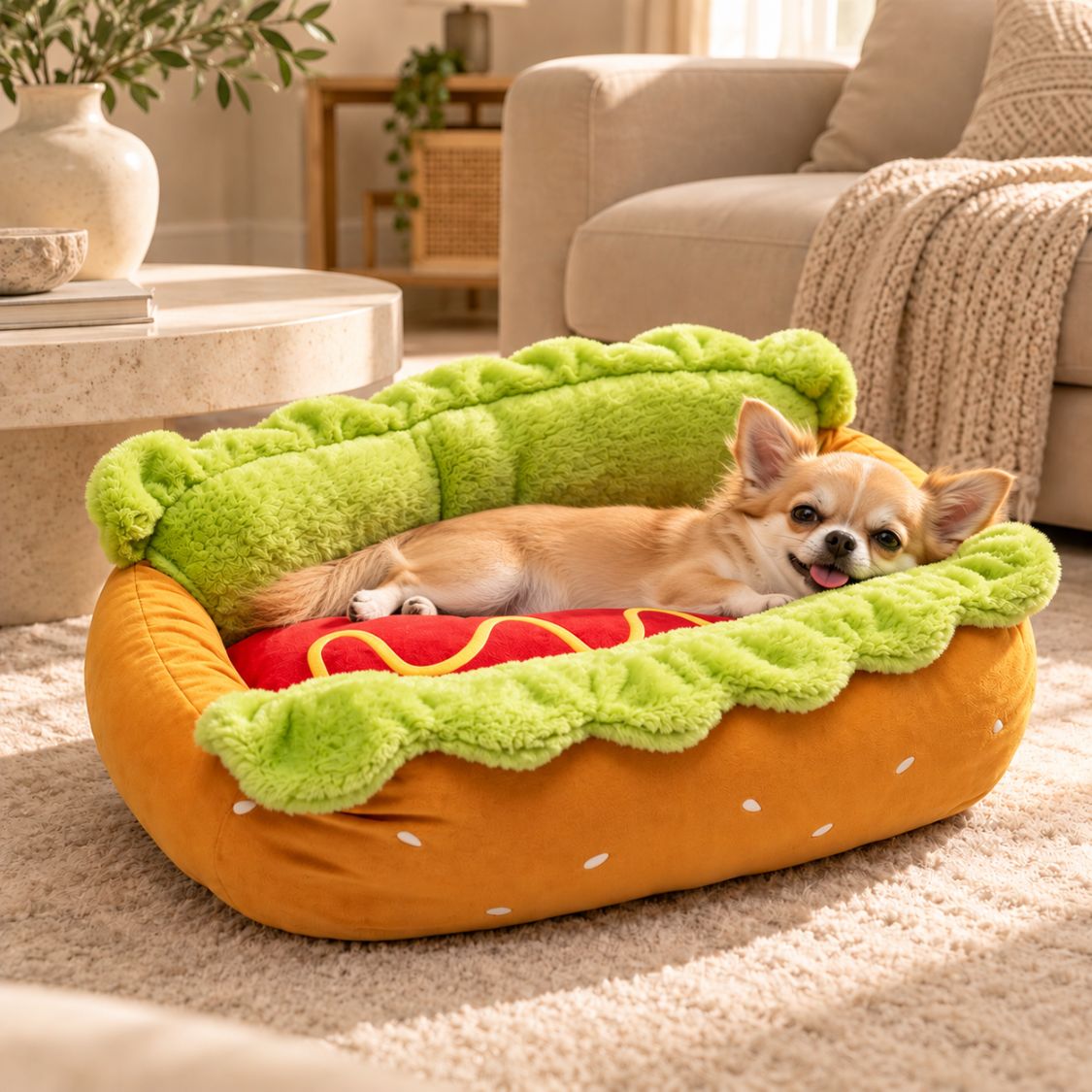 panier pour petit chien hot dog salon confortable