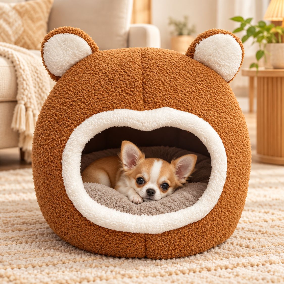 panier pour petit chien marron chihuahua repos