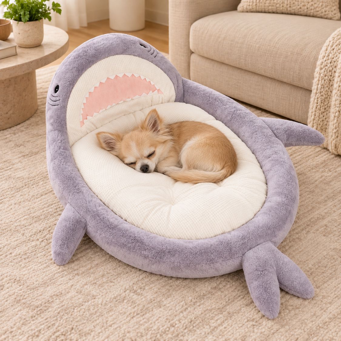 panier pour petit chien requin gris chien endormi