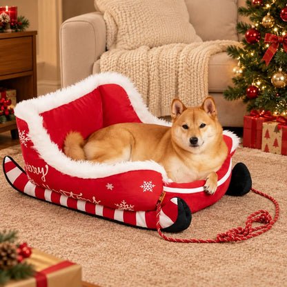 paniers pour chiens design traineau noel rouge blanc