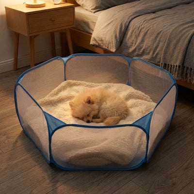 parc pour chien modulable bleu chiot doux