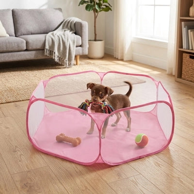 parc pour chien modulable rose chiot petit chien