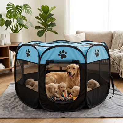 parc pour chien pliable bleu chiots solide