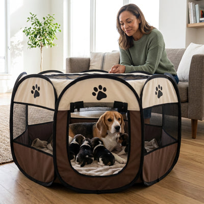 parc pour chien pliable salon confort marron
