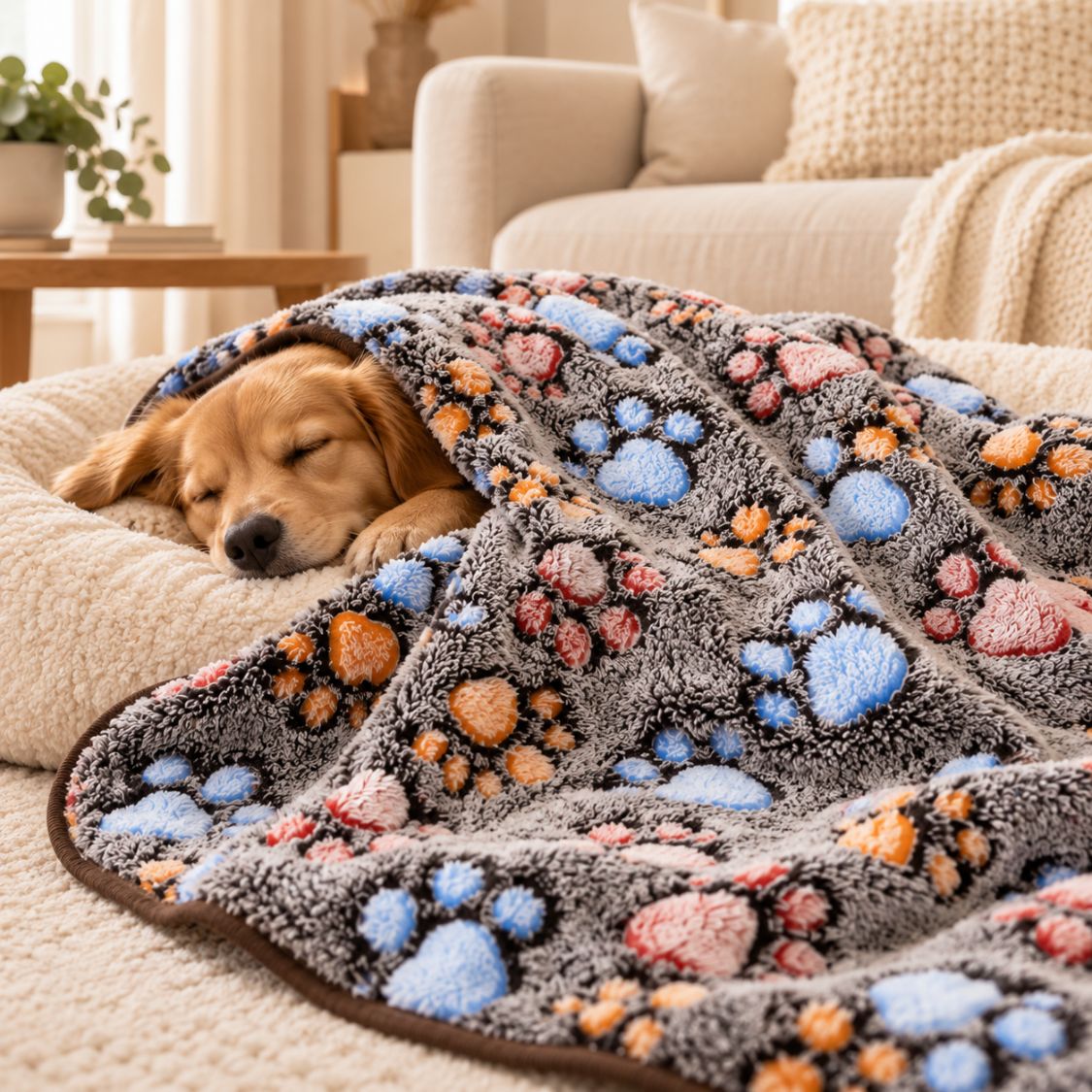 plaid pour chien gris pattes chien couvert