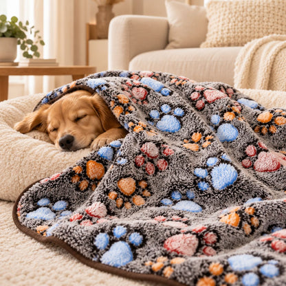 plaid pour chien gris pattes chien couvert