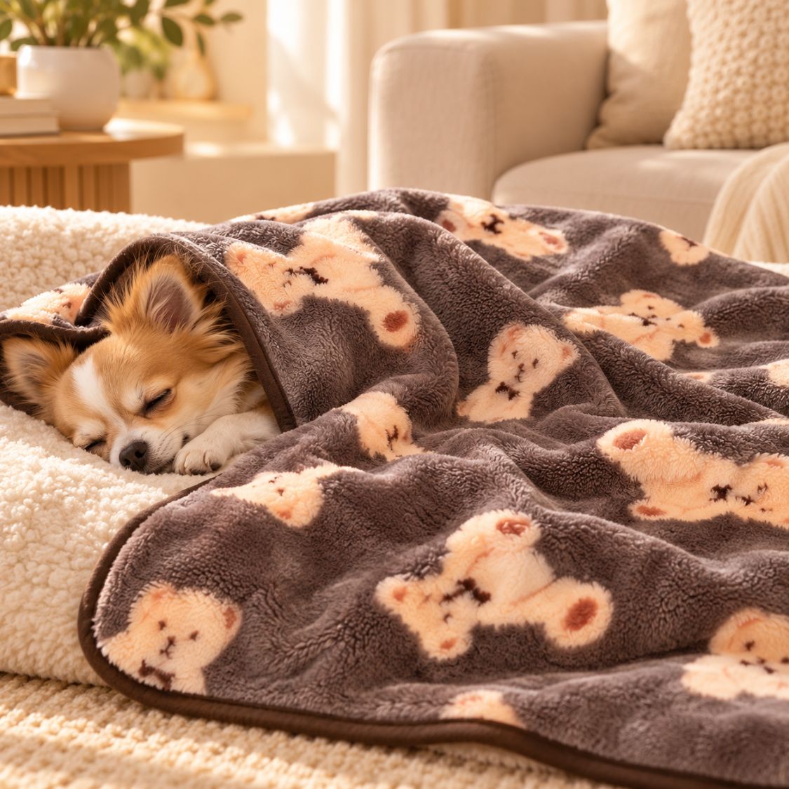 plaid pour chien marron ours chien couche