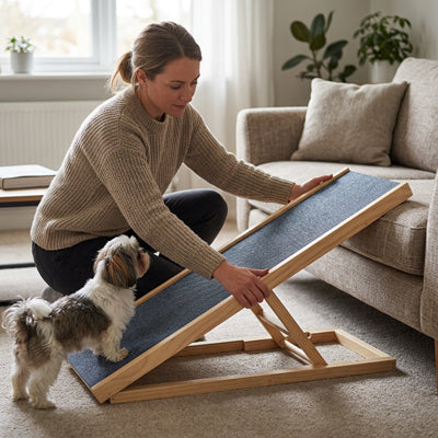 Rampe pour chien pliable en bois avec hauteur ajustable pour petit chien