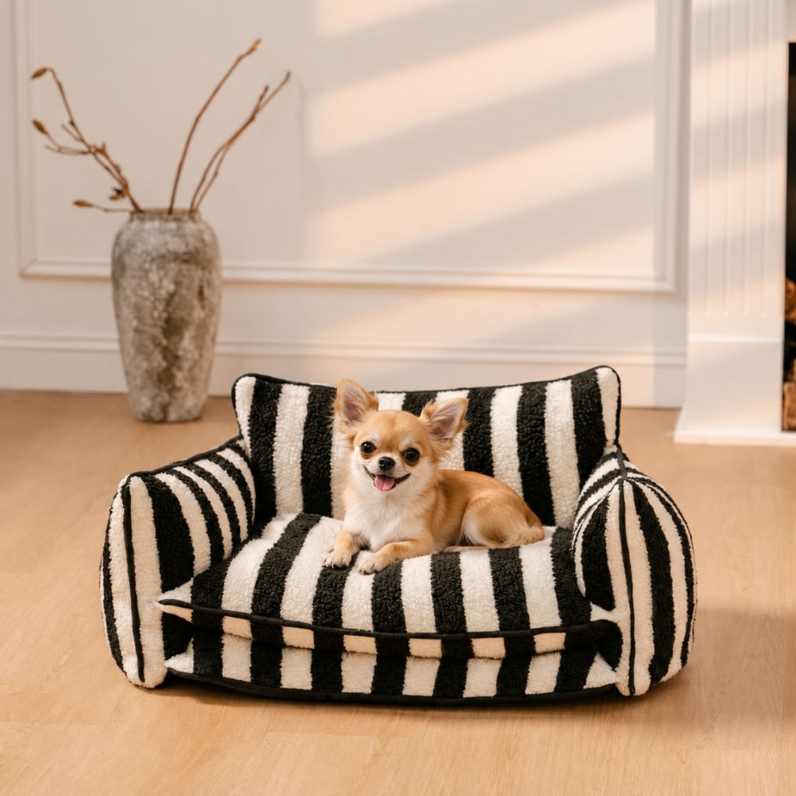 sofa pour chien noir petit chien installe