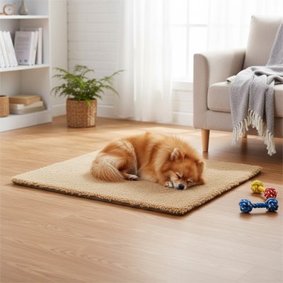 Tapis chien beige doux solide