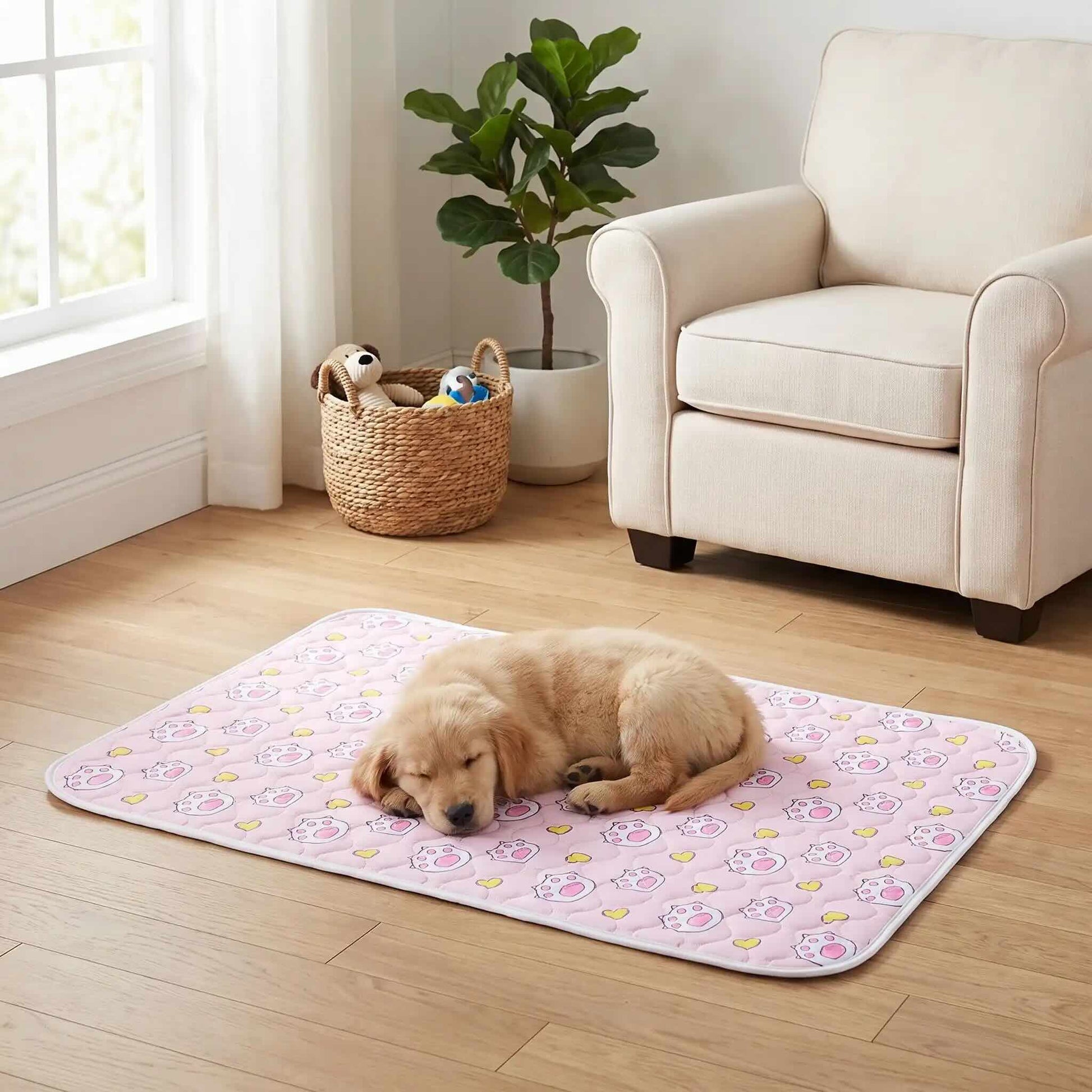 tapis pour chien absorbant lavable rose