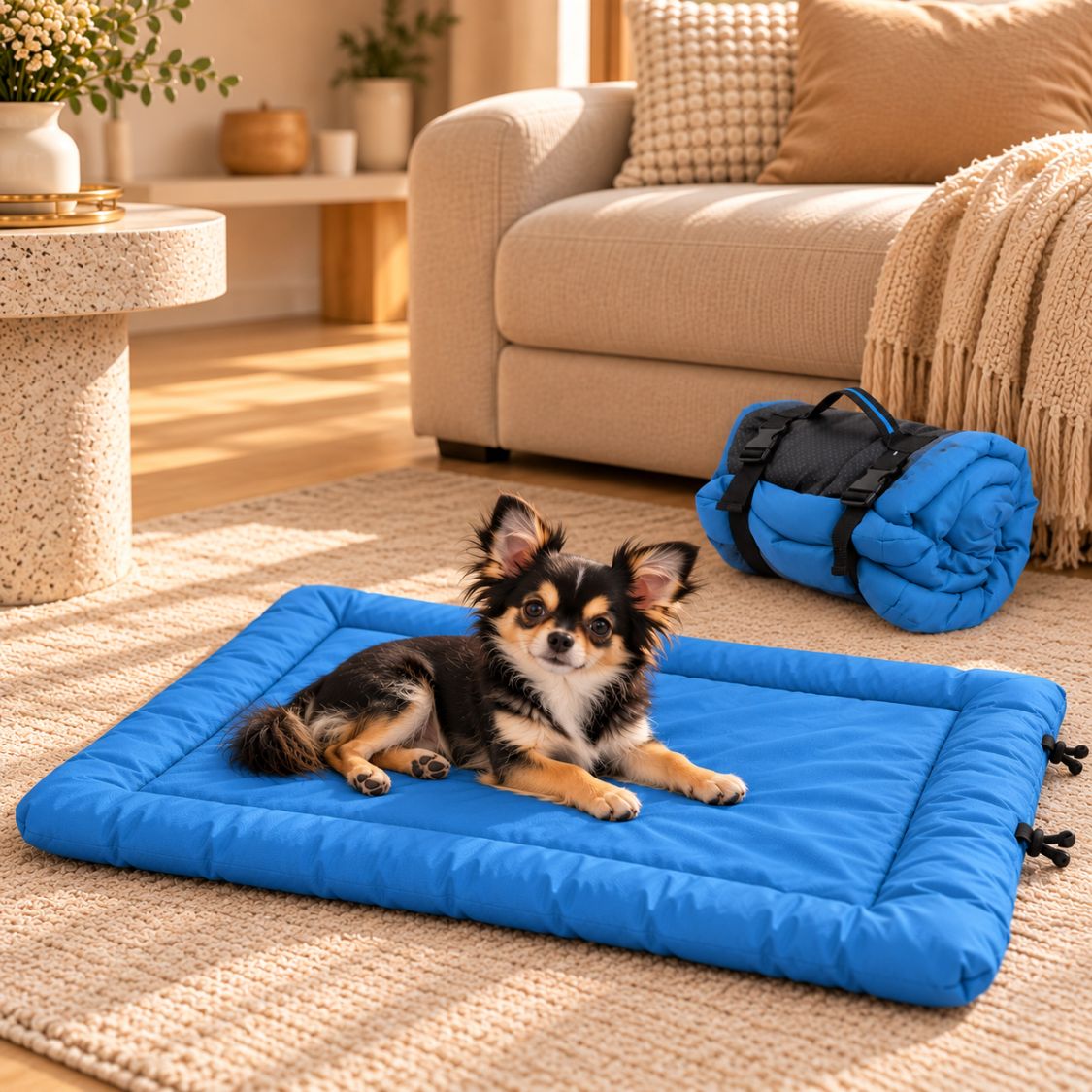 tapis pour chien impermeable bleu chien tapis roule arriere plan