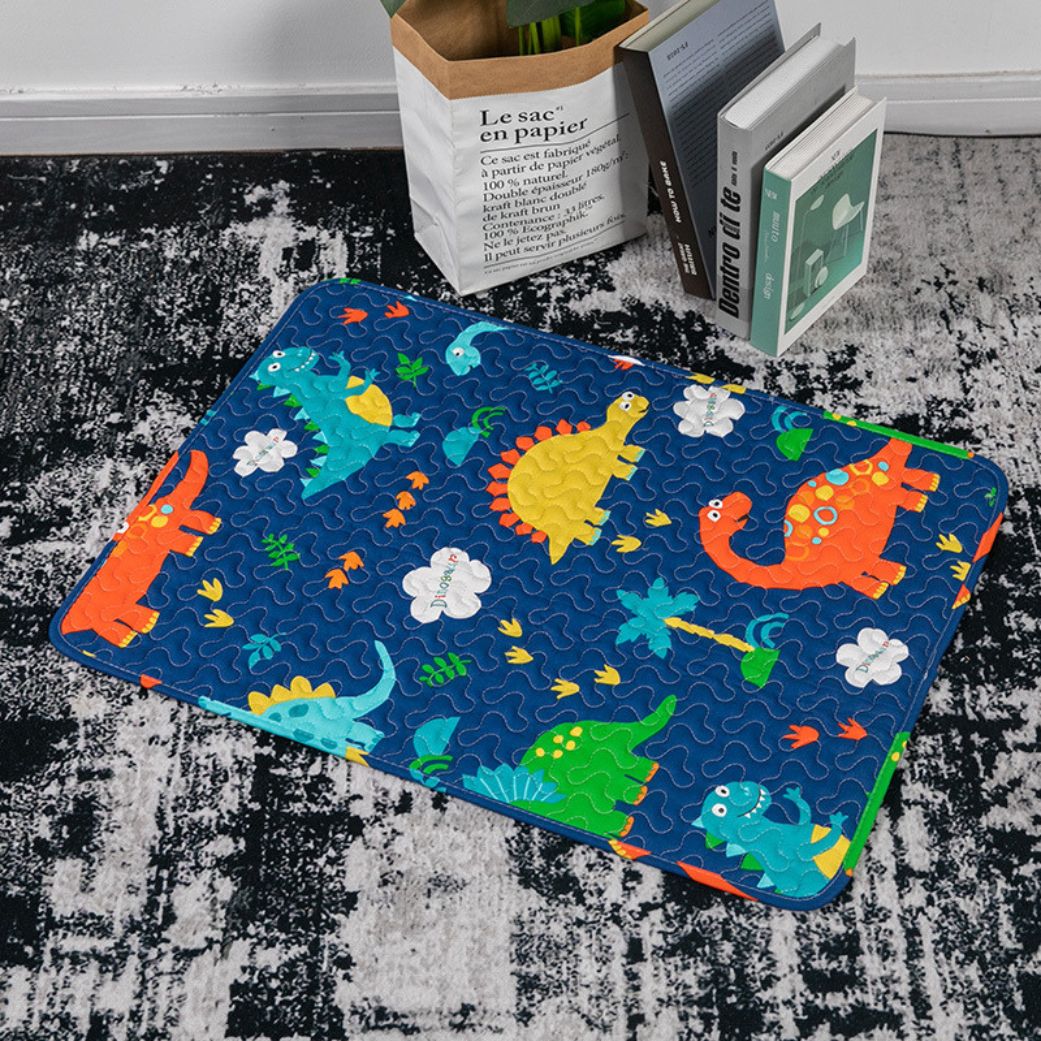 tapis pour chien matelasse antidérapant bleu rembourré