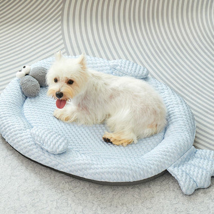 tapis pour chien rafraichissant moelleux bleu petit chien