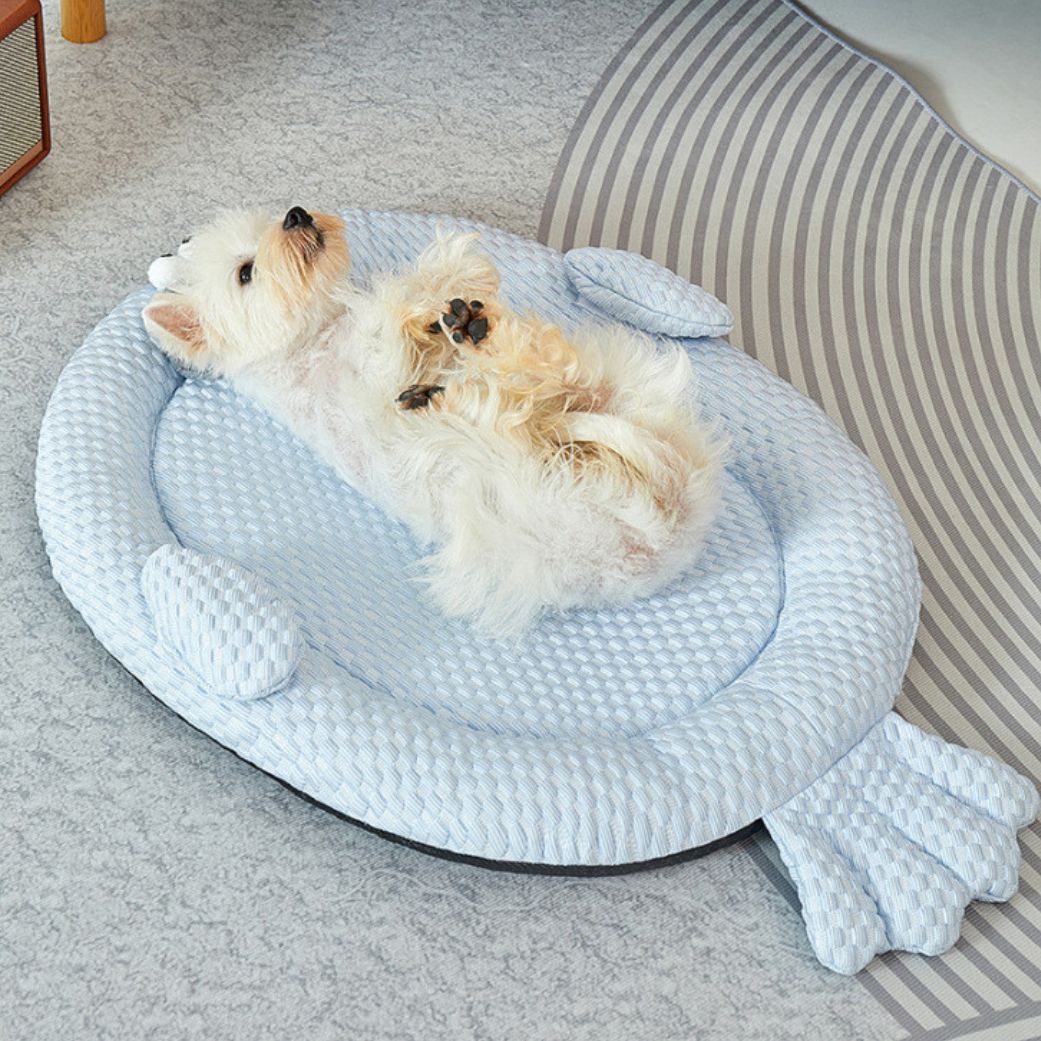 tapis pour chien rafraichissant moelleux bleu