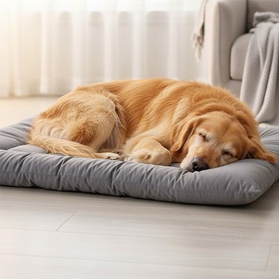 tapis pour chien rembourré gris solide