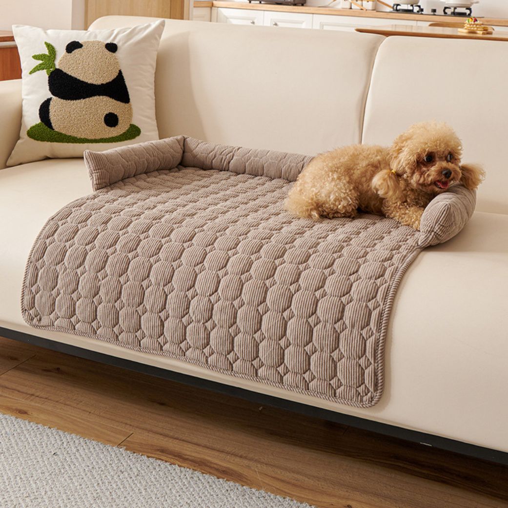 tapis rafraichissant chien 2 en 1 marron protège canapé